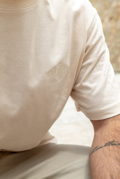 The Embroided Diamond Tee - Beige