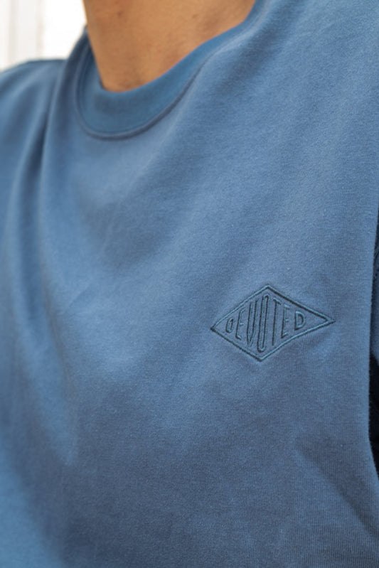 The Embroided Diamond Tee - Blue