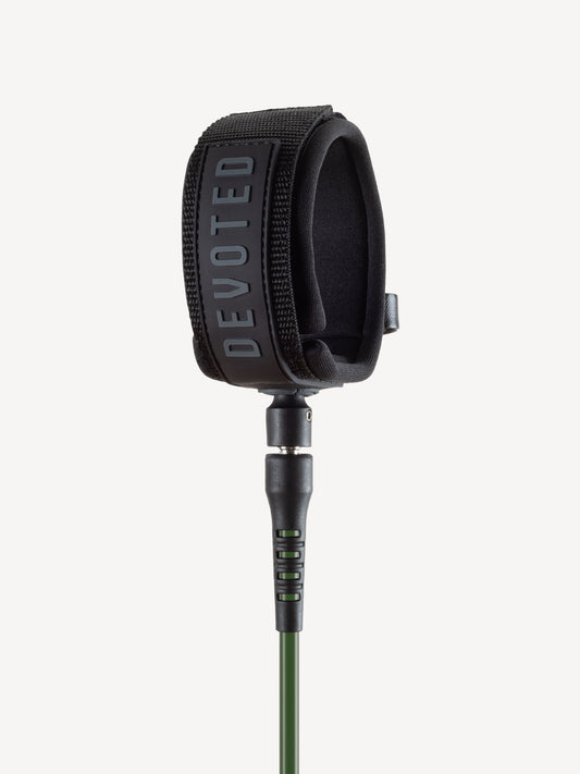 “Devoted Core Series Pro Knee Leash 7mm product shot showing coiled leash and knee cuff”
