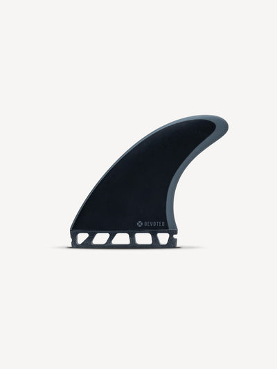 “Devoted CSF Thruster fibreglass fin set single-tab in product view with three matching fins for performance surfing”