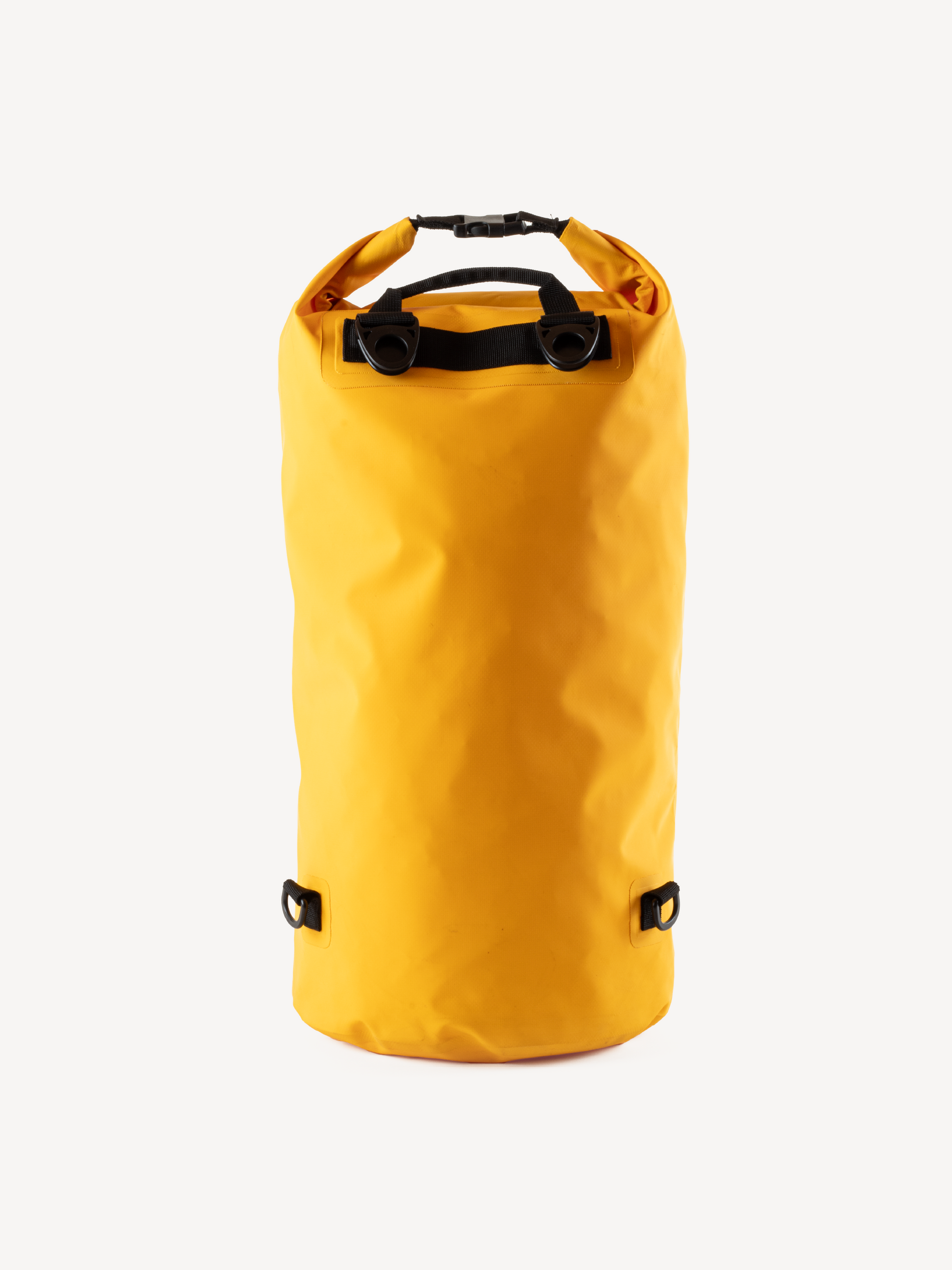 “Top view showing roll-top closure of 40L yellow dry bag backpack”
