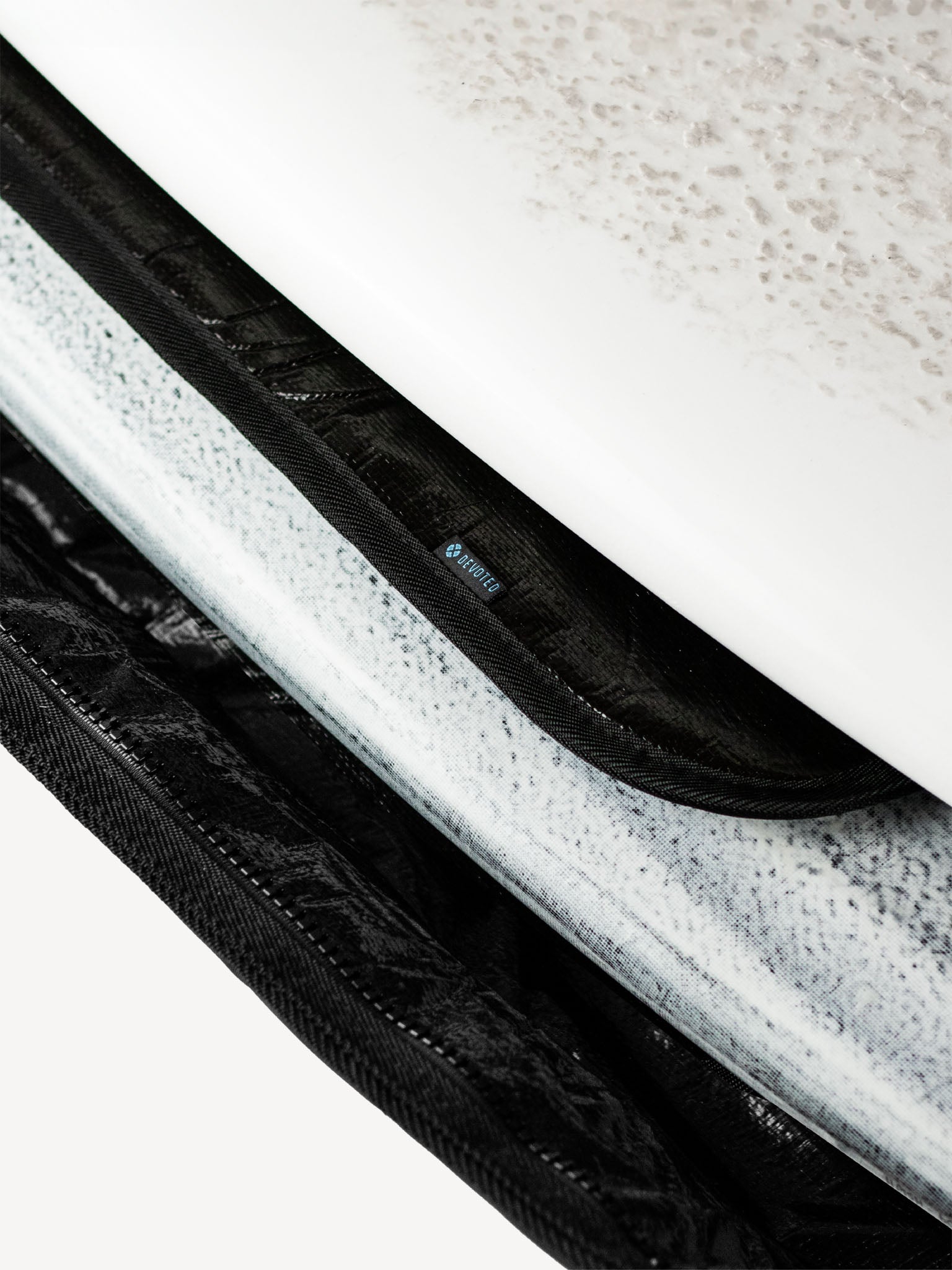 Close-up of Devoted branding on Fish 10mm Double bag in product shot”