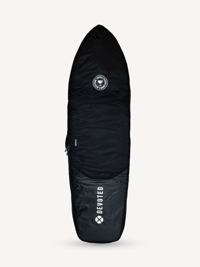 “Devoted Fish 10mm Double Travel Boardbag product view showing padded design for two fish boards”
