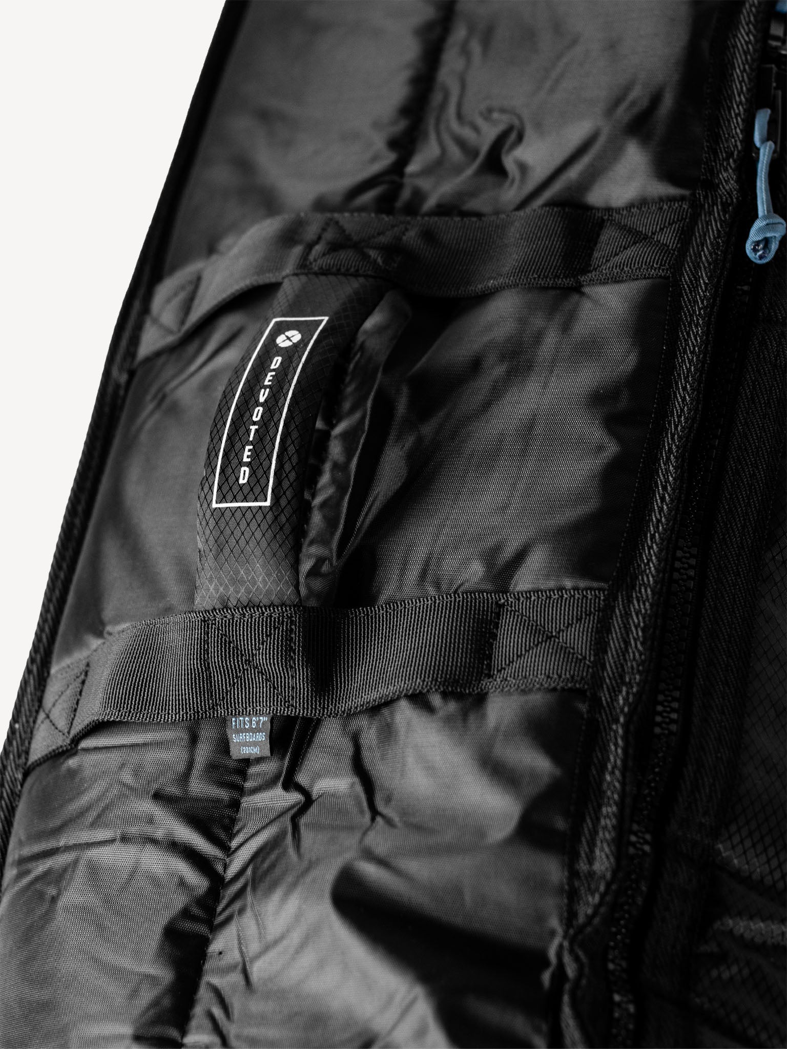 “Devoted branding visible in close-up of Fish 10mm Quad bag”
