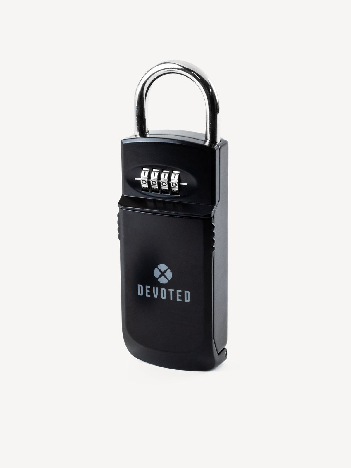 “Devoted key lock box, front product view with combination dial”
