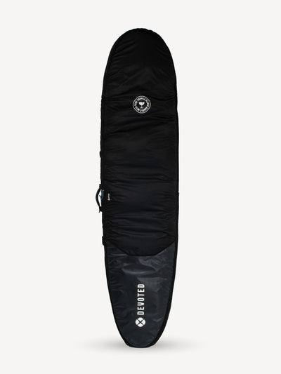 “Devoted Longboard 10mm Double Travel Boardbag product view showing two-board capacity with full padding”
